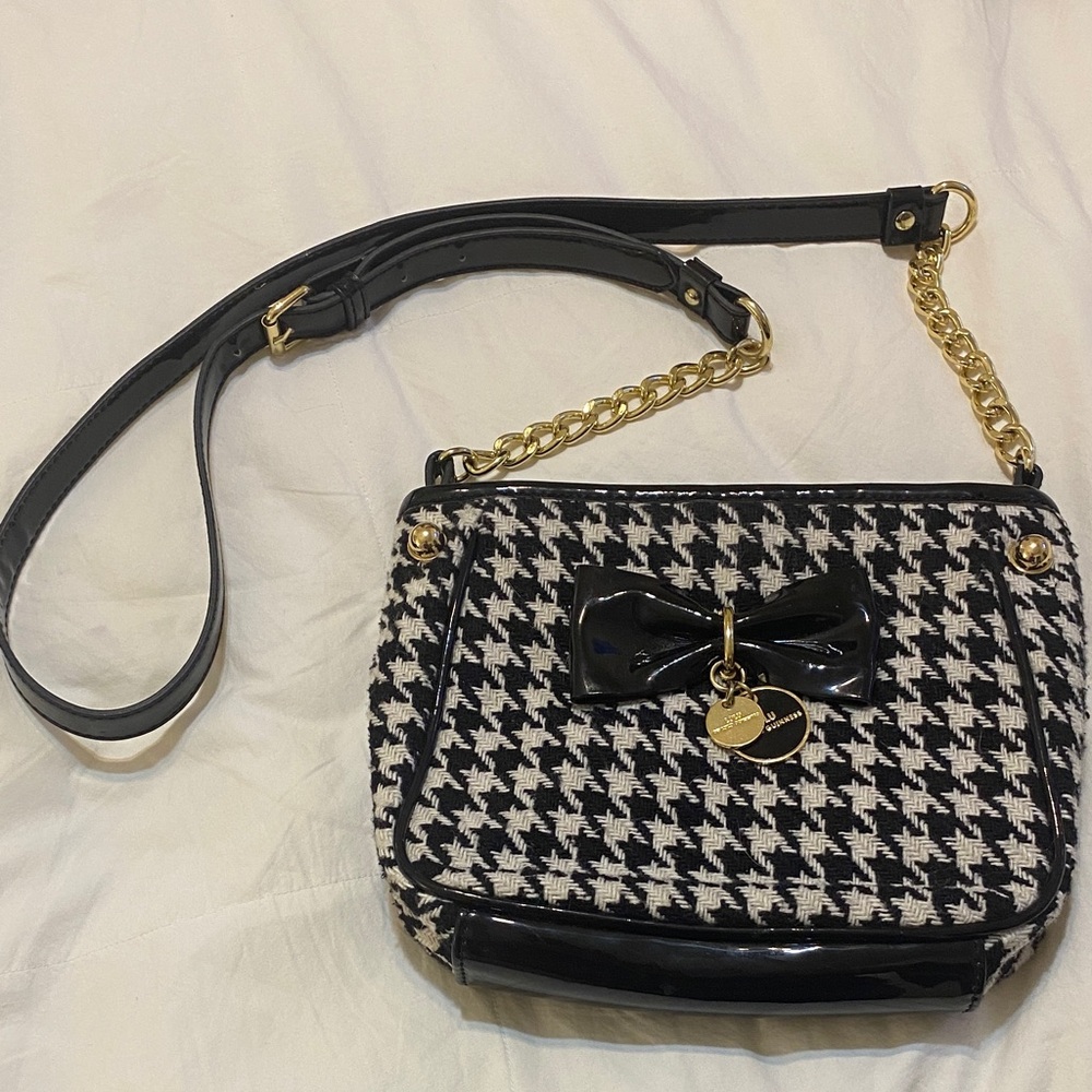 Lulu Guinness small Chic Black and White Houndstooth bag